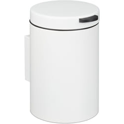 Relaxdays - Poubelle de salle de bain murale, 3 l, frein de chute, seau intérieur amovible, acier, blanc