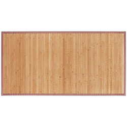 Tapis en Bambou Résistant Humidité Anti-glisse Bord textile Sortie de Bain Douche sdb, 61x122 cm, nature - Relaxdays