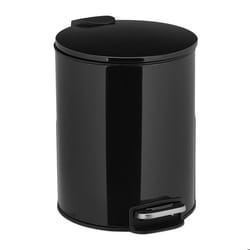Relaxdays Poubelle de salle de bain 5 L seau intérieur amovible métal poubelle à pédale noire