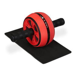 Relaxdays Roue abdominale appareil abdominaux pour la maison femmes & hommes antidérapant matelas genoux noir-rouge