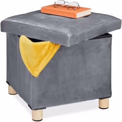Ce tabouret avec coffre de rangement au doux revêtement velours est la solution idéale pour à la fois garder en ordre et déco ...