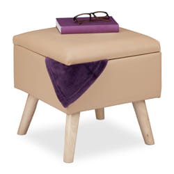 Relaxdays 4052025889128 tabouret Panneaux MDF, Simili-cuir, mousse Beige