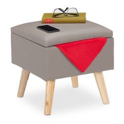 Relaxdays 4052025889142 tabouret Panneaux MDF, Simili-cuir, mousse Gris, Bois