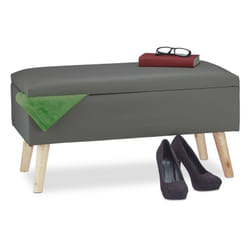 Relaxdays - Banc de rangement banquette similicuir coffre 40 litres pouf tabouret HxlxP: 40 x 80 x 39,5 cm, gris foncé