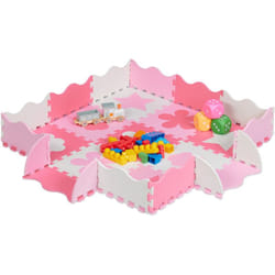 Relaxdays - Tapis de sol puzzle 34 pièces, mousse eva, sans polluants, 0,77 m2, dalle jeu bébé bord, éducatif, rose