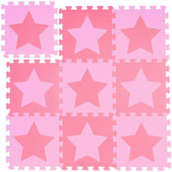 Relaxdays - Tapis de jeu, étoiles, 9 pièces de puzzle, mousse eva, sans polluants, 91 x 91 cm, rose