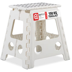 Relaxdays tabouret pliable XL, transportable, salle de bain, camping, 39 x 39 x 32 cm, jusqu’à 150 kg, plastique, blanc