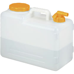 Relaxdays - Bidon d'eau avec robinet, 15 litres, plastique sans bpa, couvercle, poignée, réservoir, blanc/orange