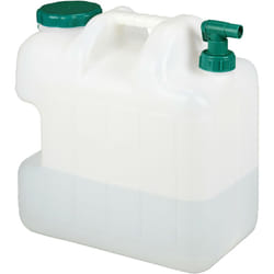 Relaxdays Bidon d’eau avec robinet, 25 litres, plastique sans BPA, couvercle, poignée, réservoir, blanc/vert