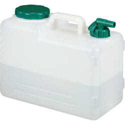 Relaxdays Bidon d’eau avec robinet, 15 litres, plastique sans BPA, couvercle, poignée, réservoir, blanc/vert