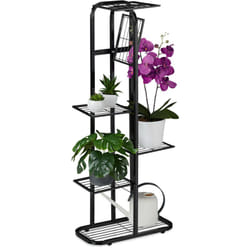 Relaxdays - tagère à plantes en métal, porte-fleurs, 6 étages, intérieur, extérieur, h x l x p : 107 x 44 x 24 cm, noir