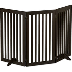 Relaxdays - Barrière de sécurité, h x l : 92 x 154 cm, avec pieds, pliable, autonome, pour chiens, marron