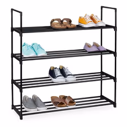 Étagère à chaussures - Relaxdays - 4 niveaux - 16 paires - Métal - Noir