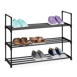 Étagère à chaussures - Relaxdays - 3 niveaux - 12 paires - Métal - Noir
