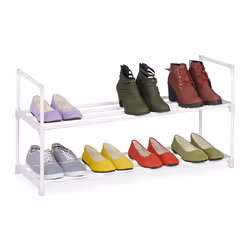 Relaxdays Étagère à chaussures 2 niveaux système demboîtement 8 paires couloir extensible rangement métal blanc
