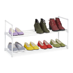 Relaxdays Étagère à chaussures 2 niveaux système demboîtement 8 paires couloir extensible rangement métal blanc
