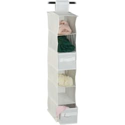 Relaxdays - Etagère à suspendre en tissu, 6 compartiments, 2 tiroirs, pour dressing, hlp: env. 82 x 14,5 x 30 cm, blanc