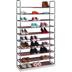 Relaxdays - tagère à chaussures en tissu, hlp: 175,5x100x29cm, 50 paires, 10 étages, système d'emboîtement, xxl, bordeaux