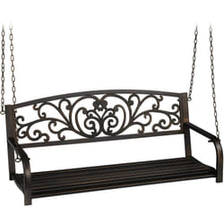 Relaxdays - Banc suspendu, 2 sièges, balançoire de jardin , design vintage, métal,HlP 197x133x58cm, noir - bronze