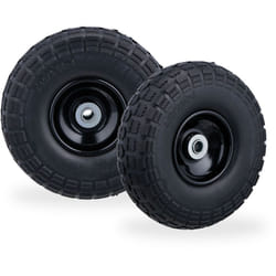 Roue de diable Set de 2, caoutchouc 260x85 mm, increvables, 16 mm, 4.1/3.5-4 essieu, jusqu'à 150kg, noir - Relaxdays