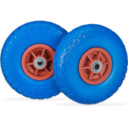 Relaxdays - Roue de diable Set de 2 en caoutchouc, increvavbles, 260 x 85, 16 mm, 4.1/3.5-4 essieu 150 kg, bleu-rouge