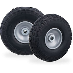 Relaxdays - Roue de diable Set de 2, caoutchouc 260x85 mm, increvables, 16 mm, 4.1/3.5-4 essieu, jusqu'à 150kg, noir-gris
