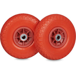 Relaxdays - 2x roues pour diable, résistantes, en caoutchouc, 3.00-4', 260 x 85 mm, essieu, jusqu'à 80 kg, rouge