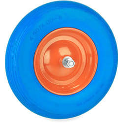 Relaxdays - Roue de brouette avec axe 4.80 4.00-8, caoutchouc, jante en acier, pneu rechange, increvable, bleu/orange