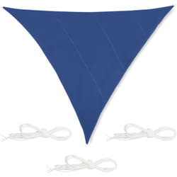 Relaxdays - Voile d'ombrage triangle, imperméable, anti-UV, tendeurs, terrasse, balcon, 6x6x6 m, bleu