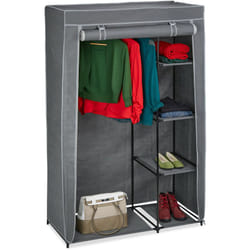 Relaxdays - Penderie en tissu, avec tringle à vêtements et 5 étagères, armoire, h x l x p 161 x 105,5 x 45 cm, anthracite