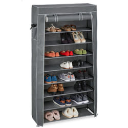 Meuble à chaussures tissu, 9 compartiments, 36 paires, housse amovible, armoire, hlp 158x86x30 cm, anthracite - Relaxdays