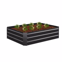 Relaxdays Carré potager métal galvanisé fleurs plantes et légumes HxLxP : 30x120x90 cm jardinière d’extérieur noir