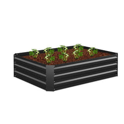 Relaxdays Carré potager métal galvanisé fleurs plantes et légumes HxLxP : 30x120x90 cm jardinière d’extérieur noir