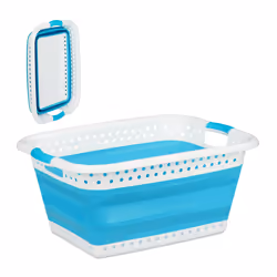 Relaxdays 10025601_136, 37 L, Rectangulaire, Plastique, Caoutchouc thermoplastique (TPR), Bleu clair, Blanc, Plastique, Caout ...