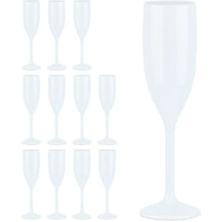Relaxdays - verres à champagne, set de 12, incassable, sans bpa, réutilisable, coupe mousseux, mariage, camping, blanc