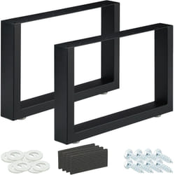 Relaxdays Pieds de table jeu de 2,BxH: 64x40 cm supports métalliques, table basse, style industriel, noirs