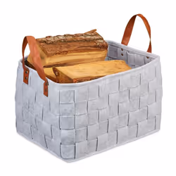 Relaxdays Panier de rangement feutre pliable boîte pour rangement avec anses HxlxP 26 x 40 x 30 cm gris clair