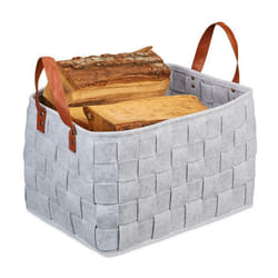 Relaxdays Panier de rangement feutre pliable boîte pour rangement avec anses HxlxP 26 x 40 x 30 cm gris clair