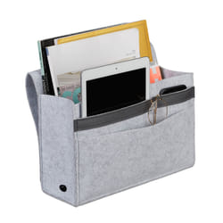 Relaxdays Poche de lit, à suspendre, feutre, 6 compartiments, rangement, organisateur HLP 27x31,5x11,5 cm, gris clair