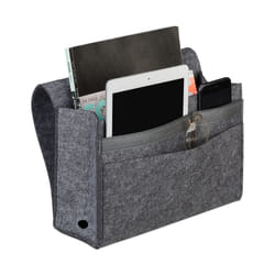 Poche de lit, à suspendre, feutre, 6 compartiments, rangement, organisateur hlp 27x31,5x11,5 cm, gris foncé - Relaxdays