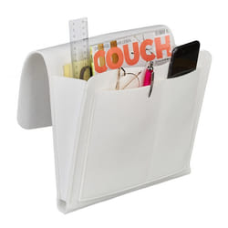 Poche de lit, feutre, à suspendre, 5 compartiments, rangement canapé, organisateur hlp 26x28x5 cm, blanc - Relaxdays