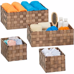 Avec ce set de 4 paniers de rangement, vous êtesparfaitement équipé pour ranger de manière ordonnée divers objets de la viequ ...