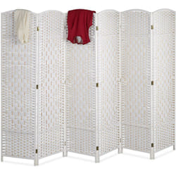 Relaxdays - Paravent intérieur, 6 parties, HxL 170 x 240 cm, séparateur pliable, bois & corde papier, brise-vue, blanc