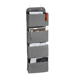 Organiseur suspendu, 4 compartiments, porte avec crochets, en feutre , bain et bureau, gris - Relaxdays