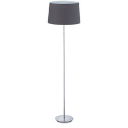 Relaxdays - Lampe droite avec abat-jour, pied chromé, e 27, d 40 cm, pour salon, sur pied, 148,5 cm, gris.
