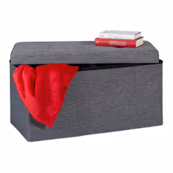 Relaxdays Banc avec espace de rangement pliable rembourré Avec séparation 84 L banquette gris foncé
