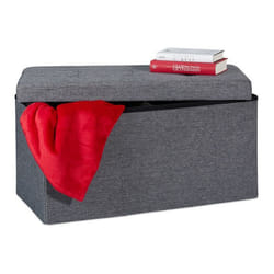 Relaxdays Banc avec espace de rangement pliable rembourré Avec séparation 84 L banquette gris foncé