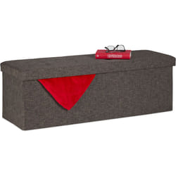 Relaxdays - Coffre de rangement, pliable, rembourré, avec cloison de séparation, 130 l, chambre à coucher, brun-gris