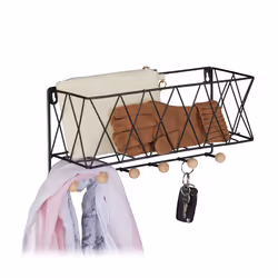Relaxdays 10034369, Tablette flottante, Mural, Fer, Bois, Noir, Marron, Universel, 5 kg