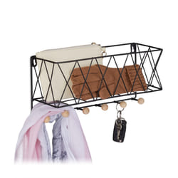 Relaxdays 10034369 Tablette flottante Mural Fer, Bois Noir, Marron